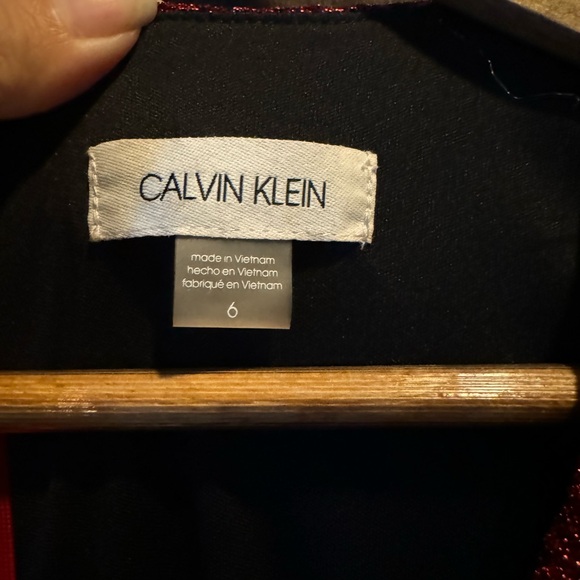 Calvin Klein Red Sparkly Metallic Holiday Midi Dress - Picture 5 of 7